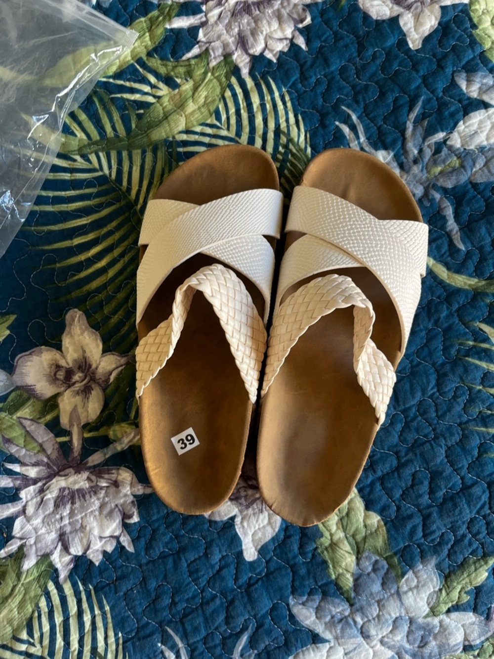 White Braided Crossover Slide Sandals